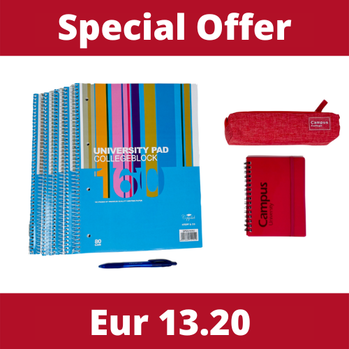 SPECIAL OFFER - 5 Writing Pads, 1 Pencil Case, 1 Small Writing Pad and 1 Gel Pen