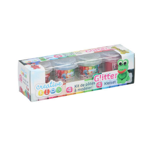 Modelling Material - Playdough Set - Glitter Colours - 4 tubs of 55g each