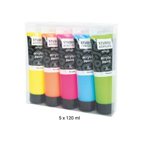 Paint - Acrylics - Studio Acrylics Set - 120ml - Florescent Colours - Creall