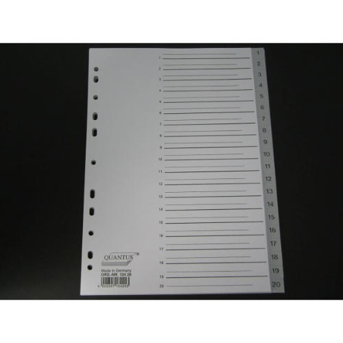 Dividers - PP Dividers / Separators Numbered 1-20 (Quantus)