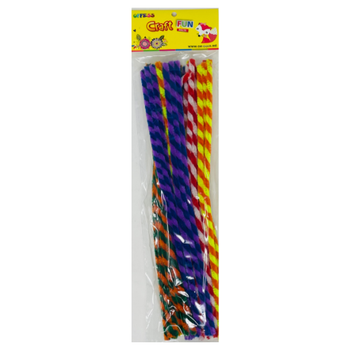 Crafts - Pipe Cleaners (Chenille Stems) - Striped - (Pack of 30 pcs)