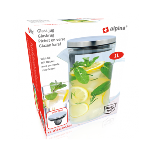 PROMO - Glass Jug with Lid and Pouring Filter - 1L (Alpina)