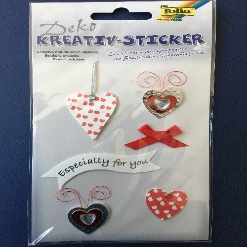 Stickers - 3D Stickers Set (Hearts and Ribbons)