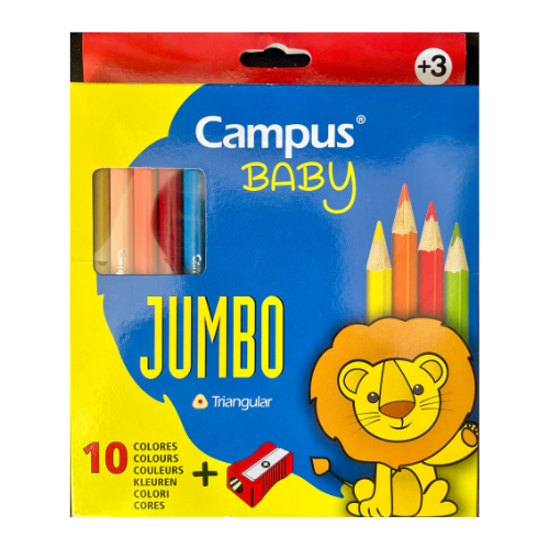 Pencils - Coloured - Triangular With Sharpener for Children (Set of 10)