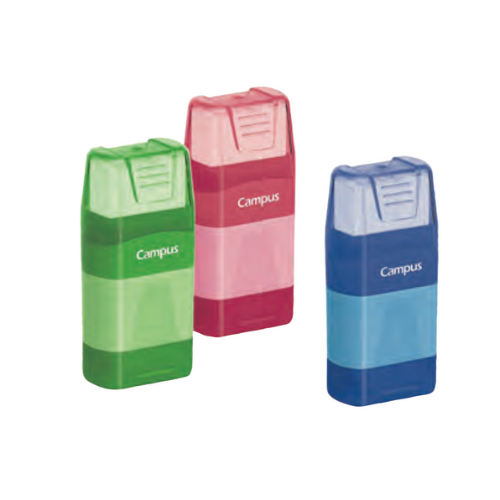 Sharpener - Double with Eraser and Rectangular Container (Campus)