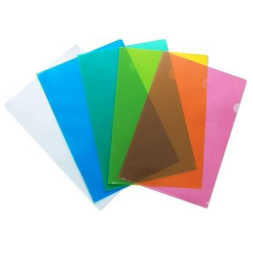 Folders - A4 L-Shaped Folders (Transparent or Assorted Colours)
