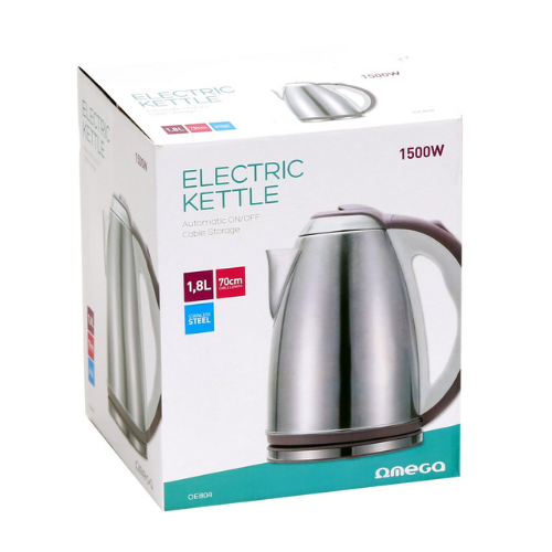 Omega Electric Kettle  1500W Stainless Steel Brushed Finish