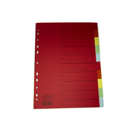 Dividers - Carton Dividers / Separators x10 coloured tabs (Quantus)