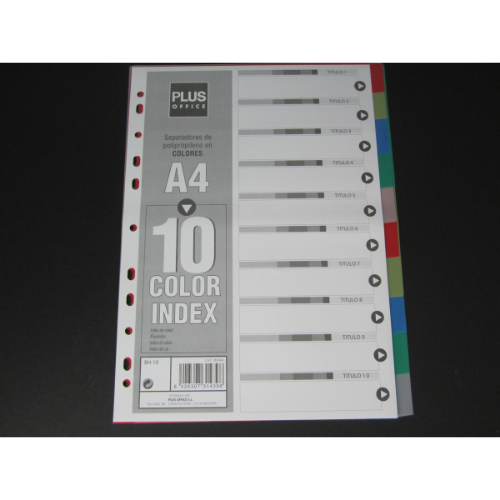 Dividers - Plus Office PP Dividers / Separators x10 Coloured Tabs