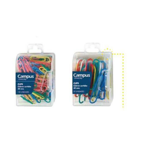 Clips - Paper Clips - Coloured Box (50mm) (Campus)