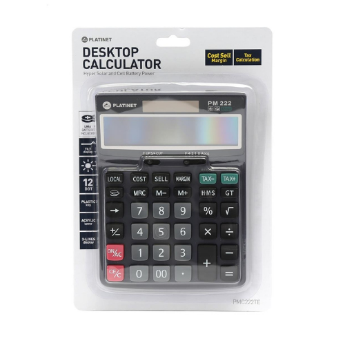 Calculators - 12 Digits Desktop  TAX MAR COST SELL MARGIN- (Platinet PMC222TE)