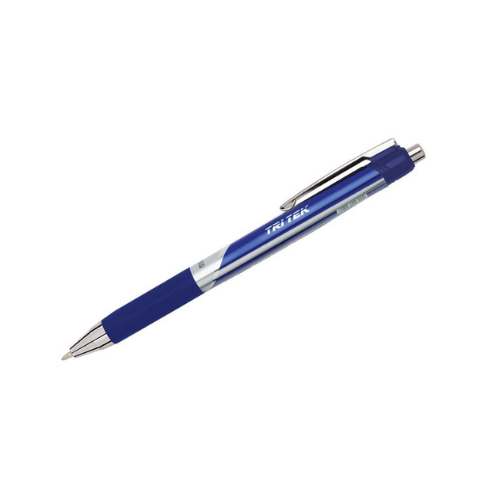 Pen - Unimax Tri Tek Pen Blue - Retractable with finger grip
