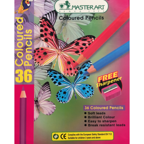 Pencils - Coloured - Set (x36 Colours - Double Tipped with Free Sharpener